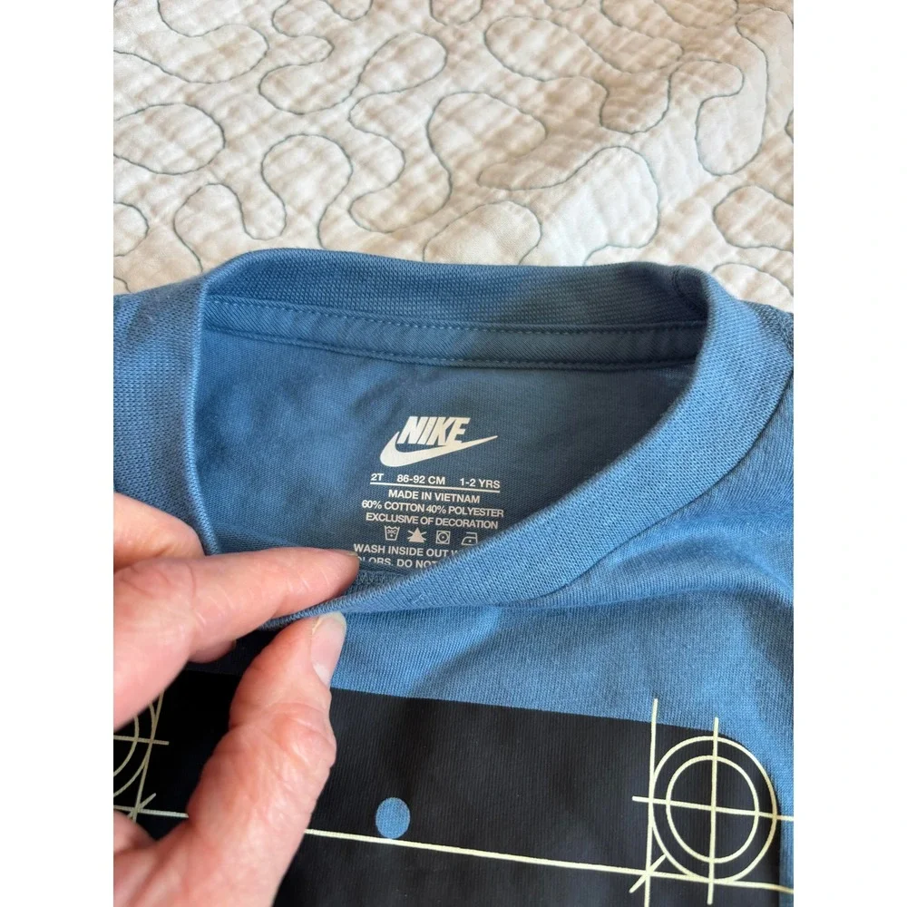 Nike Boys Size 2T Blue‎ Long Sleeve Blueprint Shirt